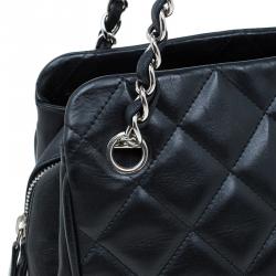 Pre Owned Chanel Black Lambskin Small CC Crown Camera Case Bag 