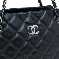 Pre Owned Chanel Black Lambskin Small CC Crown Camera Case Bag 