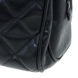 Pre Owned Chanel Black Lambskin Small CC Crown Camera Case Bag 