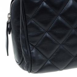 Pre Owned Chanel Black Lambskin Small CC Crown Camera Case Bag 