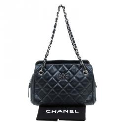 Pre Owned Chanel Black Lambskin Small CC Crown Camera Case Bag 