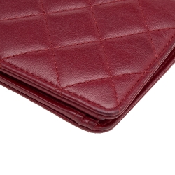 Chanel Red Quilted Leather Yen Continental Wallet
