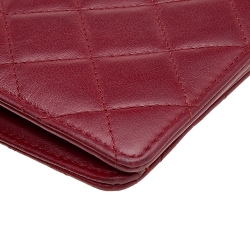 Chanel Red Quilted Leather Yen Continental Wallet