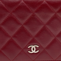 Chanel Red Quilted Leather Yen Continental Wallet