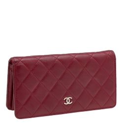 Chanel Red Quilted Leather Yen Continental Wallet