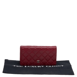 Chanel Red Quilted Leather Yen Continental Wallet