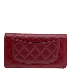 Chanel Red Quilted Leather Yen Continental Wallet