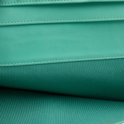 Pre Owned Chanel Mint Green Quilted Patent Leather French Flap Long Wallet