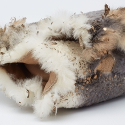 مملوكة مسبقًا Chanel Beige/Gold Rabbit Fur and Leather CC Flap Jeweled Chain Bag