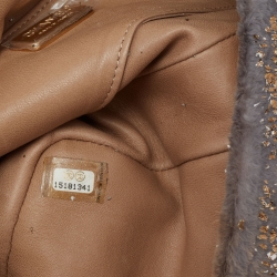 مملوكة مسبقًا Chanel Beige/Gold Rabbit Fur and Leather CC Flap Jeweled Chain Bag