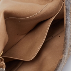 مملوكة مسبقًا Chanel Beige/Gold Rabbit Fur and Leather CC Flap Jeweled Chain Bag