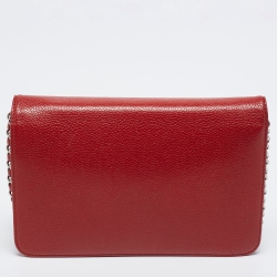 Pre Owned Chanel Red Caviar Leather WOC Clutch Bag