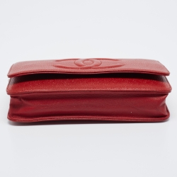 Pre Owned Chanel Red Caviar Leather WOC Clutch Bag