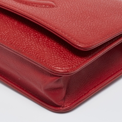 Pre Owned Chanel Red Caviar Leather WOC Clutch Bag