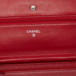 Pre Owned Chanel Red Caviar Leather WOC Clutch Bag