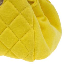 Pre Owned Chanel Yellow Quilted Jersey Small Just Mademoiselle Bowling Bag