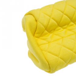 Pre Owned Chanel Yellow Quilted Jersey Small Just Mademoiselle Bowling Bag