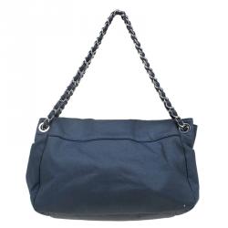Pre Owned Chanel Blue Denim CC Logo Flap Bag