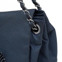 Pre Owned Chanel Blue Denim CC Logo Flap Bag