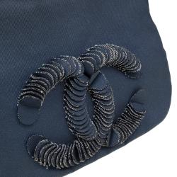 Pre Owned Chanel Blue Denim CC Logo Flap Bag