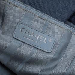 Pre Owned Chanel Blue Denim CC Logo Flap Bag