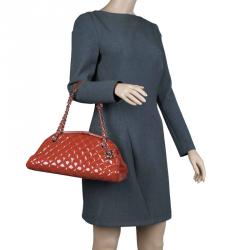 Pre Owned Chanel Brown Quilted Patent Medium Just Mademoiselle Bowling Bag