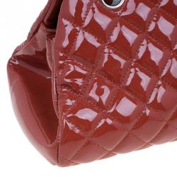 Pre Owned Chanel Brown Quilted Patent Medium Just Mademoiselle Bowling Bag