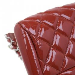 Pre Owned Chanel Brown Quilted Patent Medium Just Mademoiselle Bowling Bag
