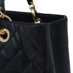 مملوكة مسبقًا حقيبة يد شانيل غراند شوبينغ كافيار مبطنة سوداء