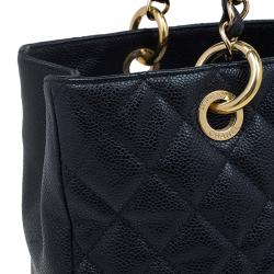 مملوكة مسبقًا ح�قيبة يد شانيل غراند شوبينغ كافيار مبطنة سوداء