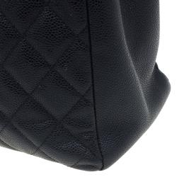 مملوكة مسبقًا حقيبة يد شانيل غراند شوبينغ كافيار مبطنة سوداء