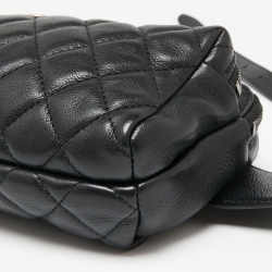 Pre Owned Chanel Black Quilted Leather Waist Belt Bag