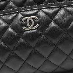 Pre Owned Chanel Black Quilted Leather Waist Belt Bag