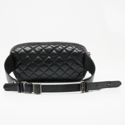 Pre Owned Chanel Black Quilted Leather Waist Belt Bag