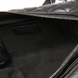 Pre Owned Chanel Black Quilted Leather Waist Belt Bag
