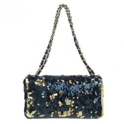 Pre Owned حقيبة شانيل ترتر أسود وذهبي بقلاب