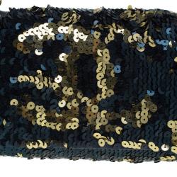 Pre Owned حقيبة شانيل ترتر أسود وذهبي بقلاب