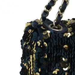 Pre Owned حقيبة شانيل ترتر أسود وذهبي بقلاب