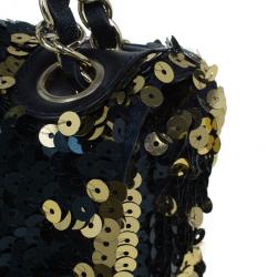 Pre Owned حقيبة شانيل ترتر أسود وذهبي بقلاب