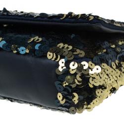 Pre Owned حقيبة شانيل ترتر أسود وذهبي بقلاب