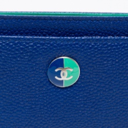 Chanel Blue Caviar Leather CC Button Card Holder