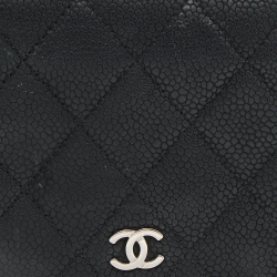 Chanel Black Quilted Caviar Leather Yen Continental Wallet