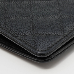 Chanel Black Quilted Caviar Leather Yen Continental Wallet