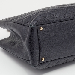 Pre Owned حقيبة يد توتس شانيل GST XL شوبير جلد كافيار مبطن أسود 