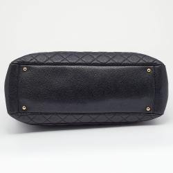 Pre Owned حقيبة يد توتس شانيل GST XL شوبير جلد كافيار مبطن أسود 