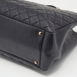 Pre Owned حقيبة يد توتس شانيل GST XL شوبير جلد كافيار مبطن أسود 