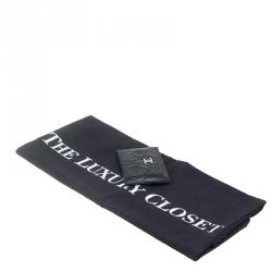 Pre Owned Chanel Black Leather Camellia Embossed Card Holder
