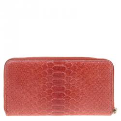 Chanel Brown Python Zip Around Wallet