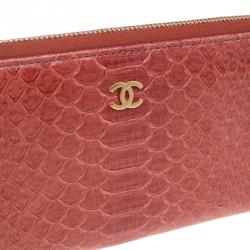 Chanel Brown Python Zip Around Wallet