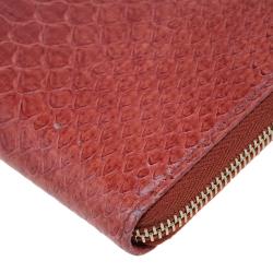 Chanel Brown Python Zip Around Wallet